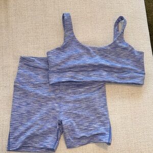 Blue Athletic Crop Top and Shorts Set